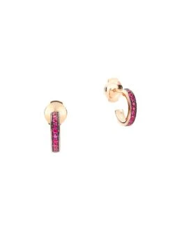 Pomellato Iconica 18K Rose Gold & Ruby Hoop Earrings