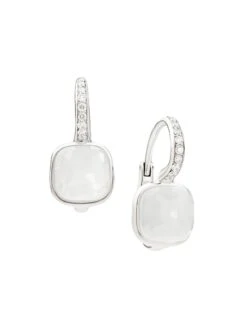 Pomellato Nudo 18K White Gold, Milky Quartz & Diamond Drop Earrings