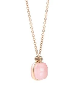 Pomellato Nudo Classic 18K Rose Gold, Quartz, Chalcedony & Diamond Necklace