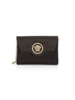 Versace La Medusa Satin Crystal-Embellished Pouch-On-Chain