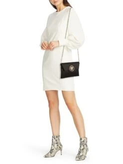 Versace La Medusa Satin Crystal-Embellished Pouch-On-Chain -Fashion Jewelry & Accessories 0400016338646 BLACKVERSACEGOLD A2