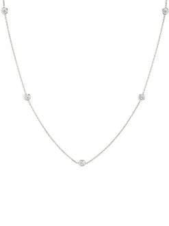 14K White Gold & Lab-Grown Diamond Station Necklace -Fashion Jewelry & Accessories 0400016356948 WHITEGOLD A1