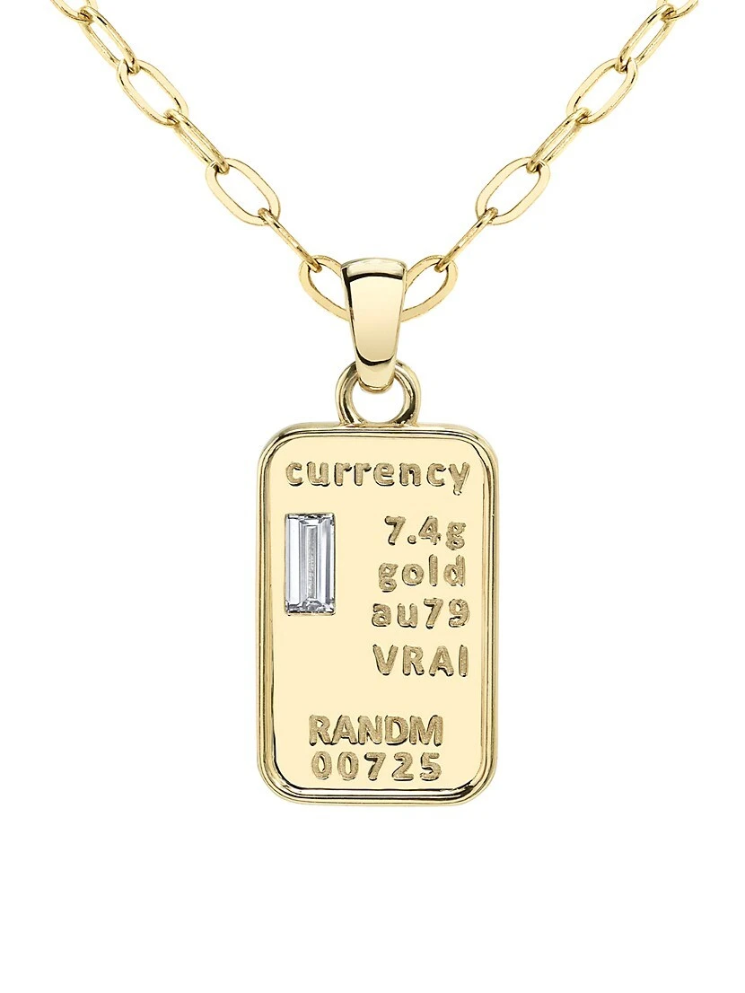 Currency 14K Yellow Gold & Lab-Grown Diamond Pendant Necklace 3 Currency 14K Yellow Gold & Lab-Grown Diamond Pendant Necklace
