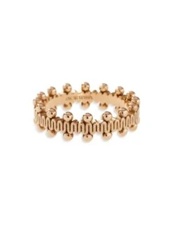 Beaded 18K Yellow Gold Ribbon Ring