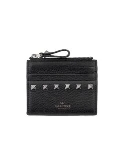 Valentino Garavani Rockstud Leather Zip Card Case