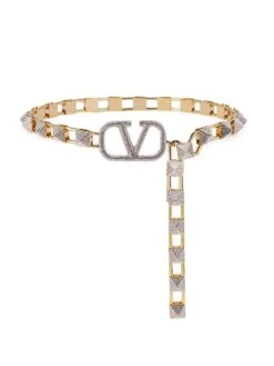 Valentino Garavani VLogo Crystal-Embellished Chain Belt