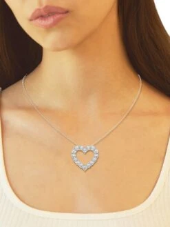 14K White Gold & 3 TCW Lab-Grown Diamond Open-Heart Pendant Necklace -Fashion Jewelry & Accessories 0400016434994 A2