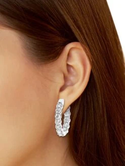 14K White Gold & 6 TCW Lab-Grown Diamond Inside-Out Hoop Earrings -Fashion Jewelry & Accessories 0400016434996 A2