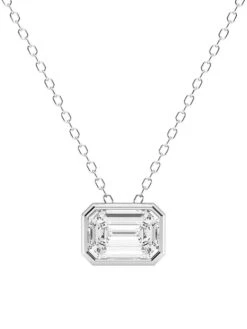 14K White Gold & 1.5 TCW Emerald-Cut Lab-Grown Diamond Pendant Necklace