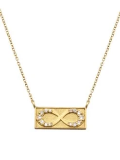 18K Yellow Gold & Diamond Infinity Bar Pendant Necklace