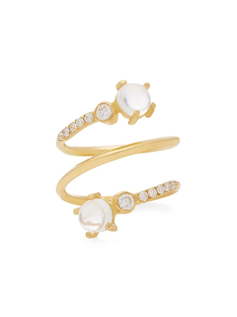 Spark 18K Yellow Gold, Diamond & Moonstone Twist Ring 3 Spark 18K Yellow Gold, Diamond & Moonstone Twist Ring