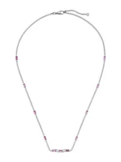 Gucci Link To Love 18K White Gold & Rubellite Bar Pendant Necklace