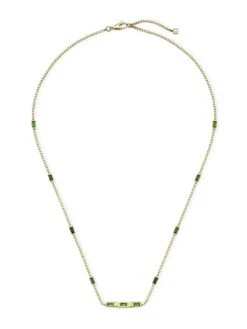 Gucci Link To Love 18K Yellow Gold & Green Tourmaline Bar Pendant Necklace