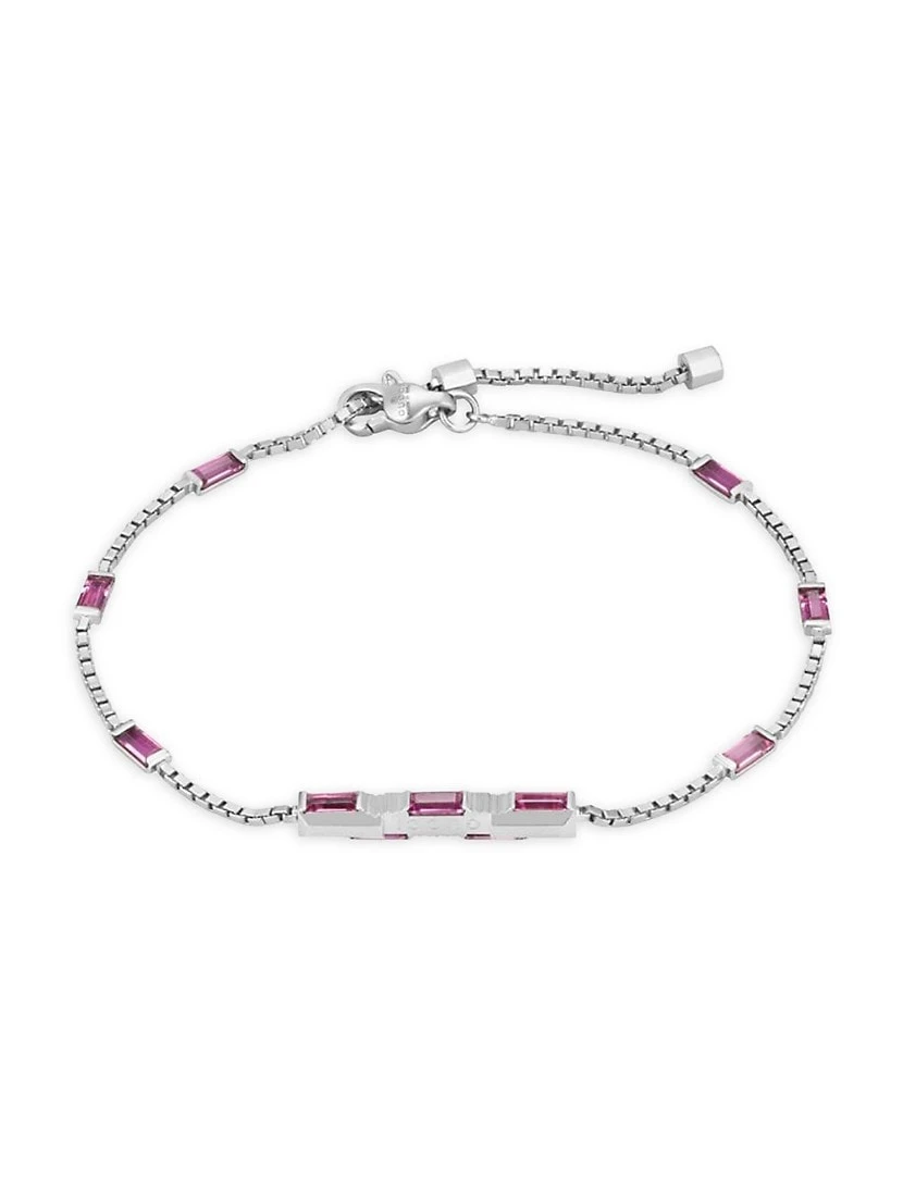 Gucci Link To Love 18K White Gold & Rubellite Bar Charm Bracelet 3 Gucci Link To Love 18K White Gold & Rubellite Bar Charm Bracelet