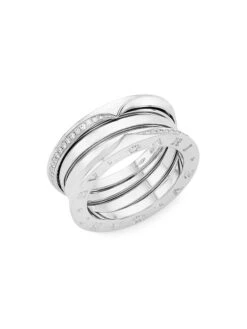Bvlgari B.Zero1 18K White Gold & Diamond Three-Band Ring
