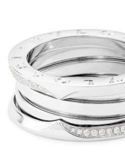 Bvlgari B.Zero1 18K White Gold & Diamond Three-Band Ring -Fashion Jewelry & Accessories 0400016563610 WHITE A3