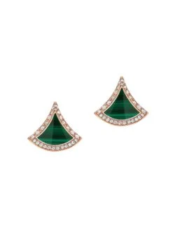 Bvlgari Divas' Dream 18K Rose Gold, Malachite, & Diamond Stud Earrings