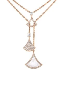 Bvlgari Divas' Dream 18K Rose Gold, Mother-Of-Pearl, & Diamond Double-Chain Necklace