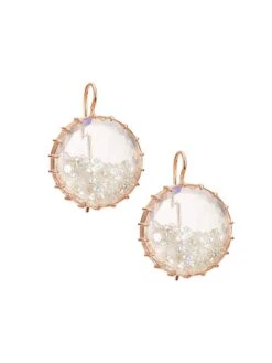 14K Rose Gold & White Diamond Shake Earrings