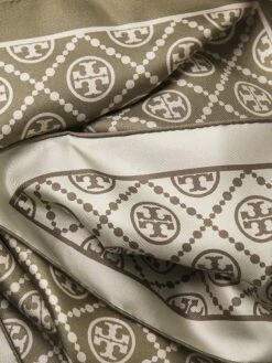 Tory Burch T Monogram Double-Sided Silk Scarf -Fashion Jewelry & Accessories 0400016570509 NATURALKHAKI A6