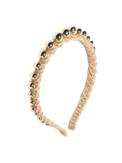 14K-Gold-Plated & Velvet Graduated Bead Headband