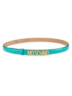 MOSCHINO Logo Buckle Leather Belt