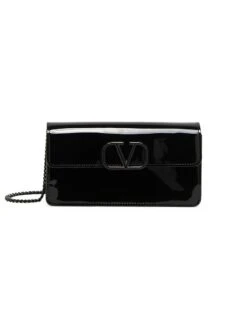 Valentino Garavani VLogo Patent Leather Wallet-On-Chain