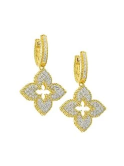 Venetian Princess 18K Yellow Gold & Diamond Huggie Earrings