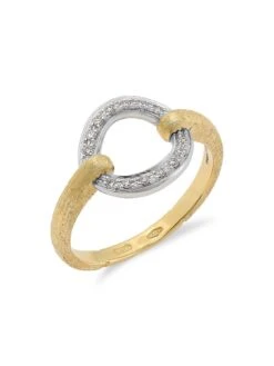 Jaipur Two-Tone 18K Gold & Diamond Flat-Link Ring