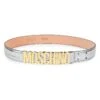 MOSCHINO Logo Buckle Croc-Embossed Leather Belt -Fashion Jewelry & Accessories 0400016881610 NICKEL