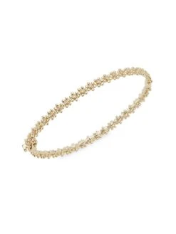 14K Yellow Gold & Diamond Daisy Bangle