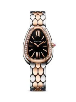 Bvlgari Serpenti Seduttori Stainless Steel, 18K Rose Gold, & Diamond Bracelet Watch