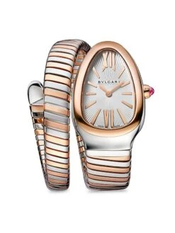 Bvlgari Serpenti Tubogas Stainless Steel & 18K Rose Gold Single-Spiral Watch