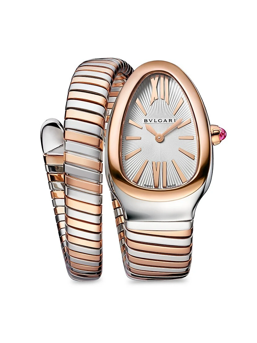 Bvlgari Serpenti Tubogas Stainless Steel & 18K Rose Gold Single-Spiral Watch 3 Bvlgari Serpenti Tubogas Stainless Steel & 18K Rose Gold Single-Spiral Watch