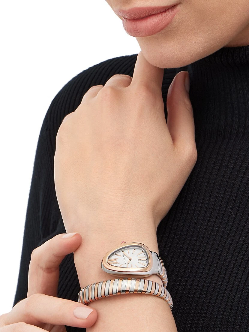 Bvlgari Serpenti Tubogas Stainless Steel & 18K Rose Gold Single-Spiral Watch 4 Bvlgari Serpenti Tubogas Stainless Steel & 18K Rose Gold Single-Spiral Watch - Image 2