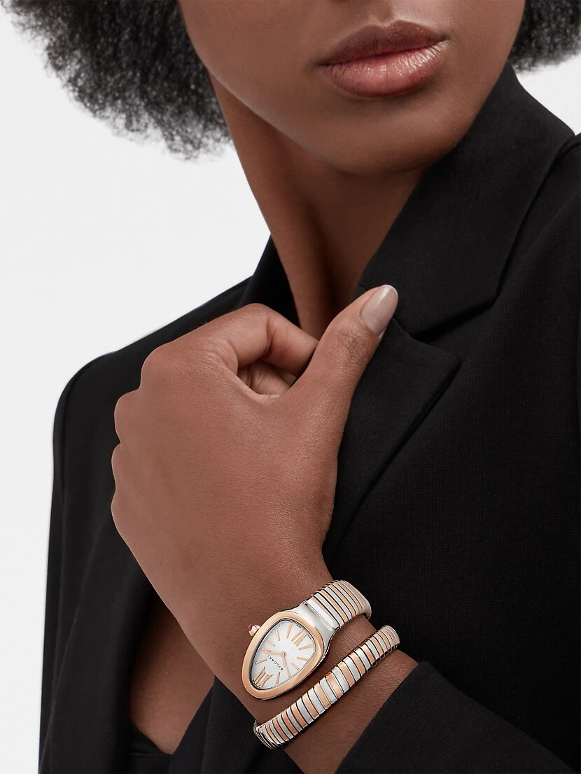 Bvlgari Serpenti Tubogas Stainless Steel & 18K Rose Gold Single-Spiral Watch 5 Bvlgari Serpenti Tubogas Stainless Steel & 18K Rose Gold Single-Spiral Watch - Image 3