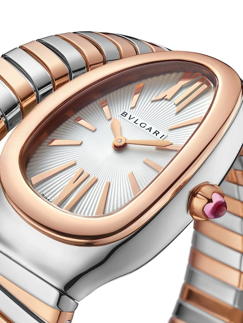 Bvlgari Serpenti Tubogas Stainless Steel & 18K Rose Gold Single-Spiral Watch 7 Bvlgari Serpenti Tubogas Stainless Steel & 18K Rose Gold Single-Spiral Watch - Image 5