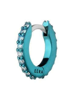 18K White Gold & Diamond Huggie Hoop Earring