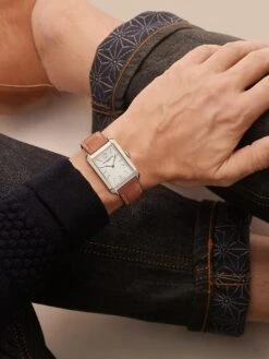 Hampton Stainless Steel & Calfskin Leather Watch -Fashion Jewelry & Accessories 0400016949762 BROWN A1