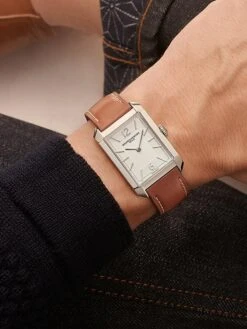 Hampton Stainless Steel & Calfskin Leather Watch -Fashion Jewelry & Accessories 0400016949762 BROWN A2