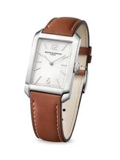 Hampton Stainless Steel & Calfskin Leather Watch -Fashion Jewelry & Accessories 0400016949762 BROWN A4