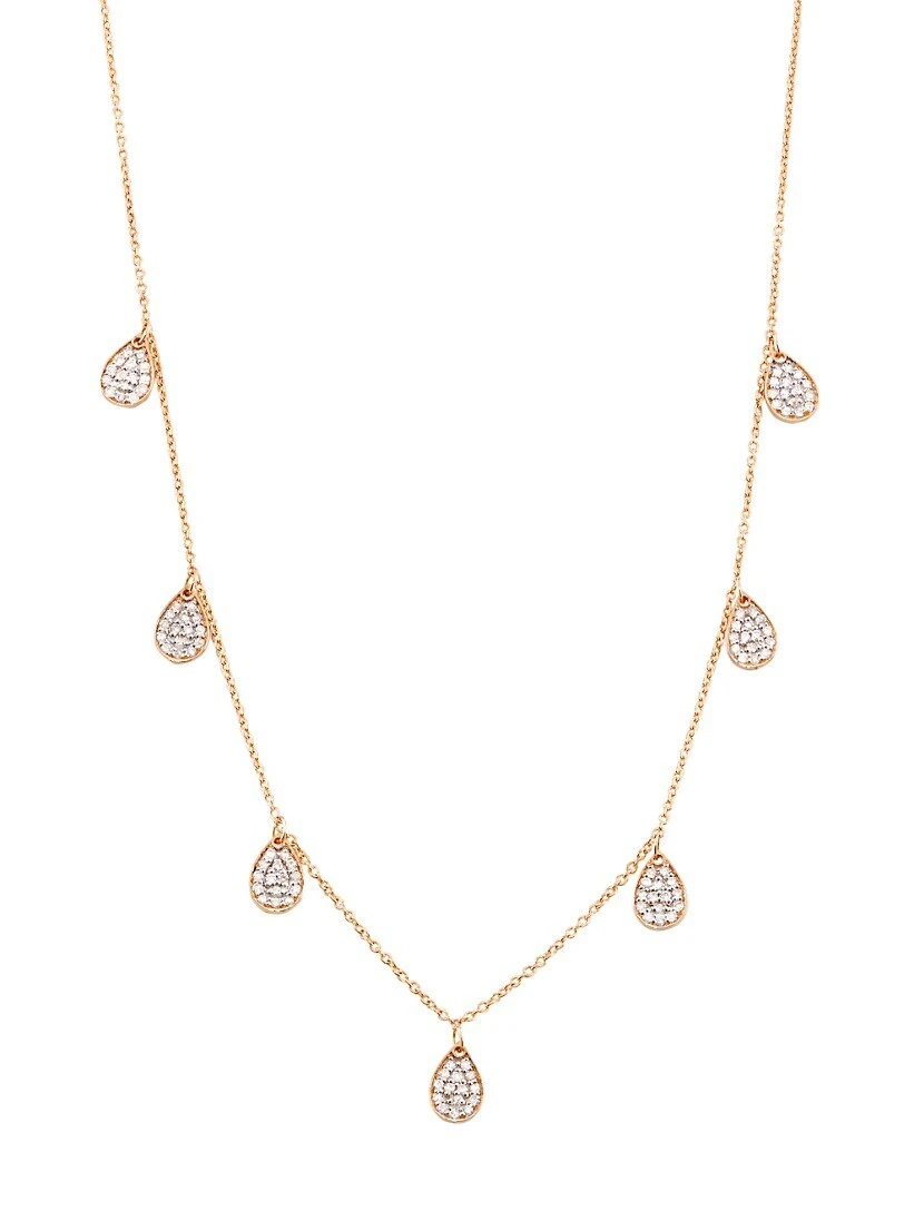 Bliss 18K Rose Gold & Diamond Teardrop Necklace 3 Bliss 18K Rose Gold & Diamond Teardrop Necklace