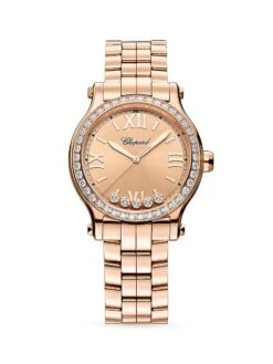 Chopard Happy Sport 18K Rose Gold & Diamond Bracelet Watch
