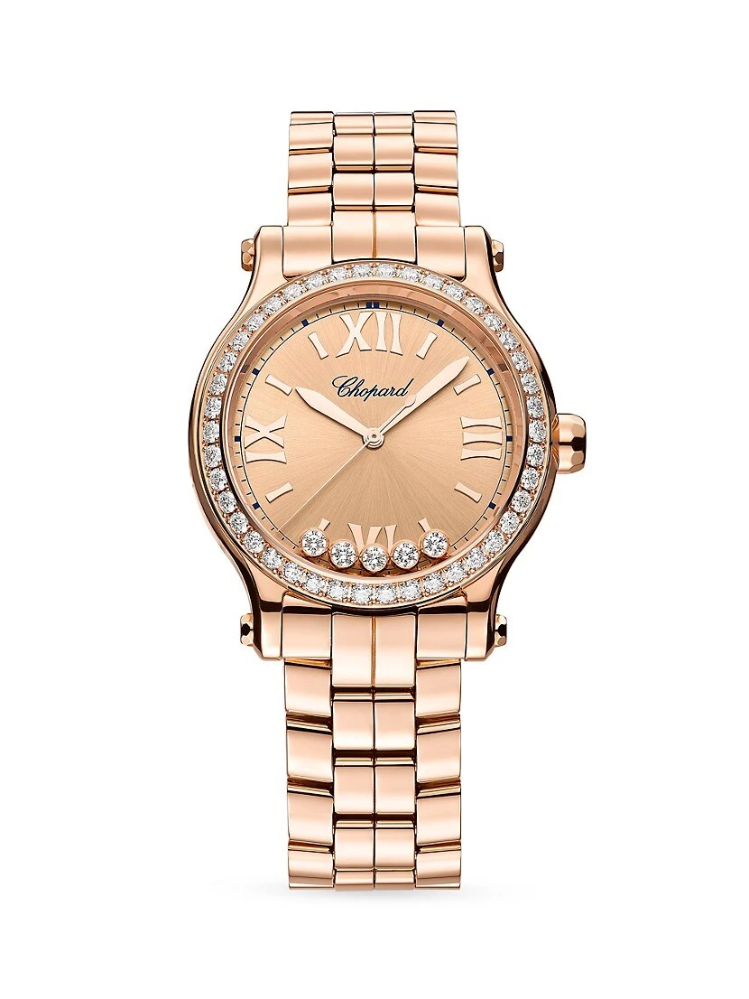 Chopard Happy Sport 18K Rose Gold & Diamond Bracelet Watch 3 Chopard Happy Sport 18K Rose Gold & Diamond Bracelet Watch