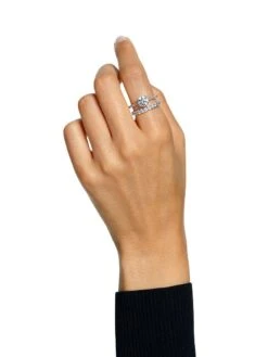 Swarovski Constella 2-Piece Rhodium-Plated & Crystal Ring Set -Fashion Jewelry & Accessories 0400017091936 RHODIUM A3