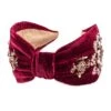 Crystal-Embellished Velvet Headband -Fashion Jewelry & Accessories 0400017098172 BURGUNDY
