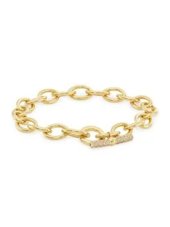 Jolene 18K-Gold-Plated & Cubic Zirconia Toggle Bracelet