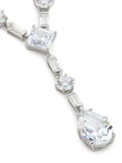 Glitz Rhodium-Plated Sterling Silver & Cubic Zirconia Y-Necklace -Fashion Jewelry & Accessories 0400017111759 STERLINGSILVER A3