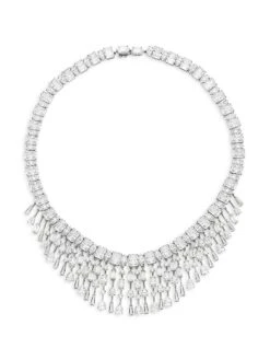 Glitz Rhodium-Plated & Cubic Zirconia Drama Fan Collar Necklace