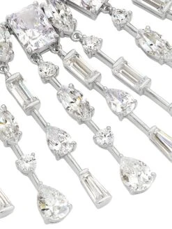 Glitz Rhodium-Plated & Cubic Zirconia Drama Fan Collar Necklace -Fashion Jewelry & Accessories 0400017111794 STERLINGSILVER A3